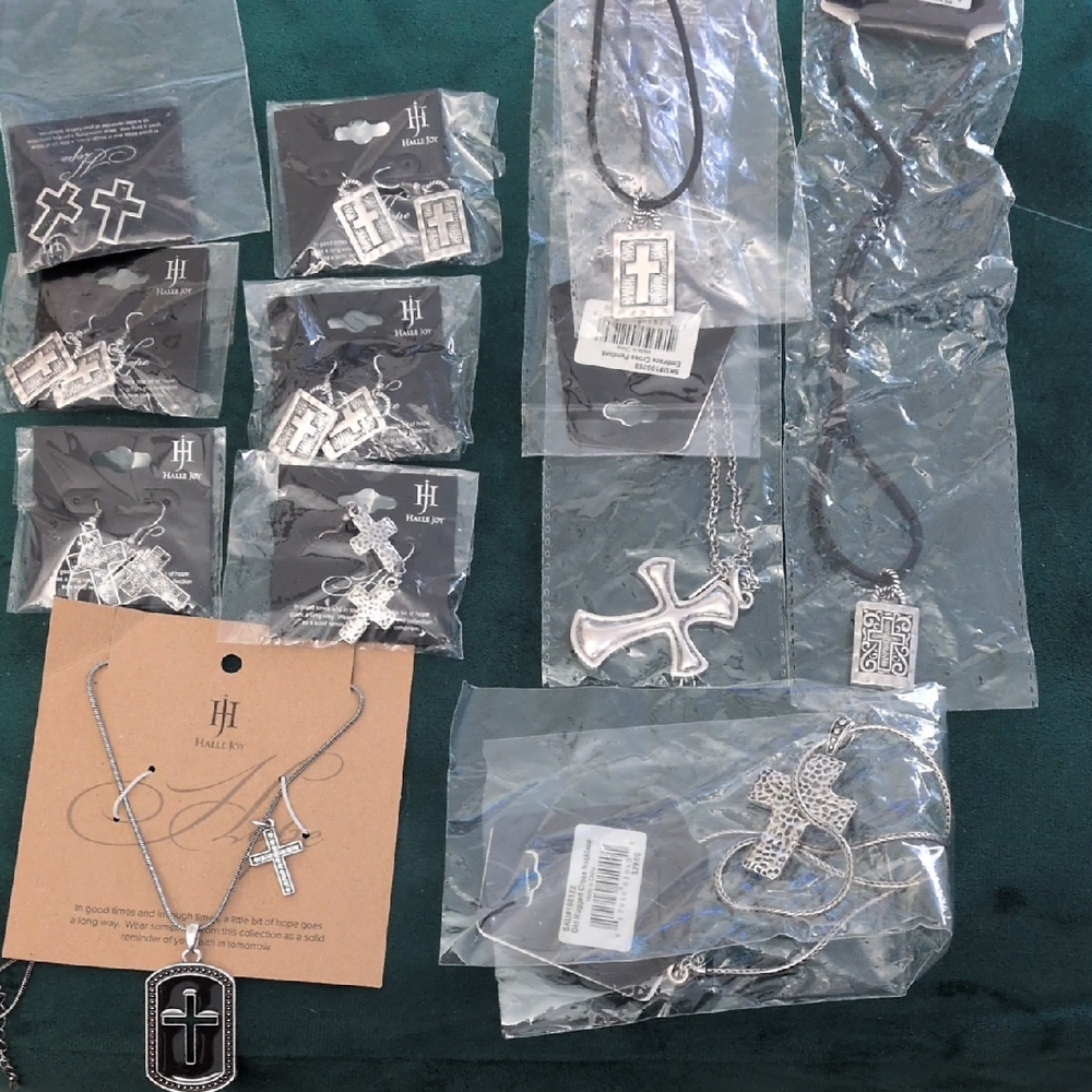 NWT Halle Joy 11 Pieces Of Religious Cross Jewelry Bundle